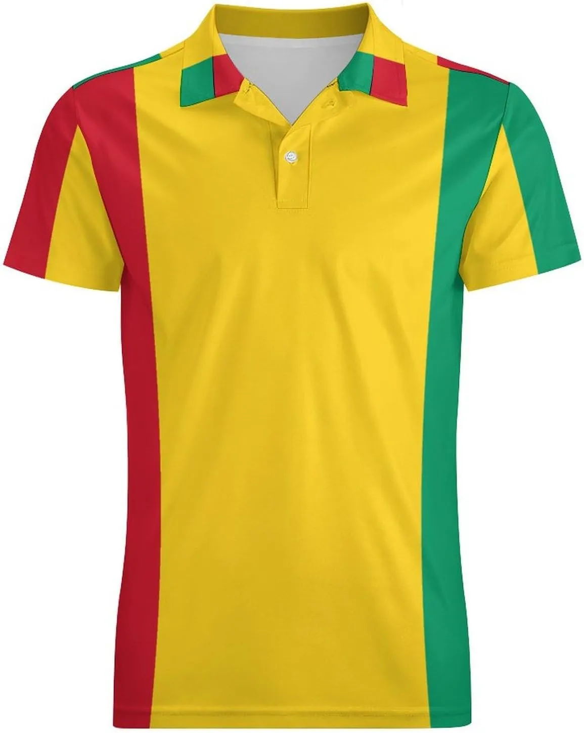 The Republic of Guinea Flag Men's Polo-Shirt Regular-Fit Short Sleeve Sports Quick Dry Golf Tennis T-Shirt