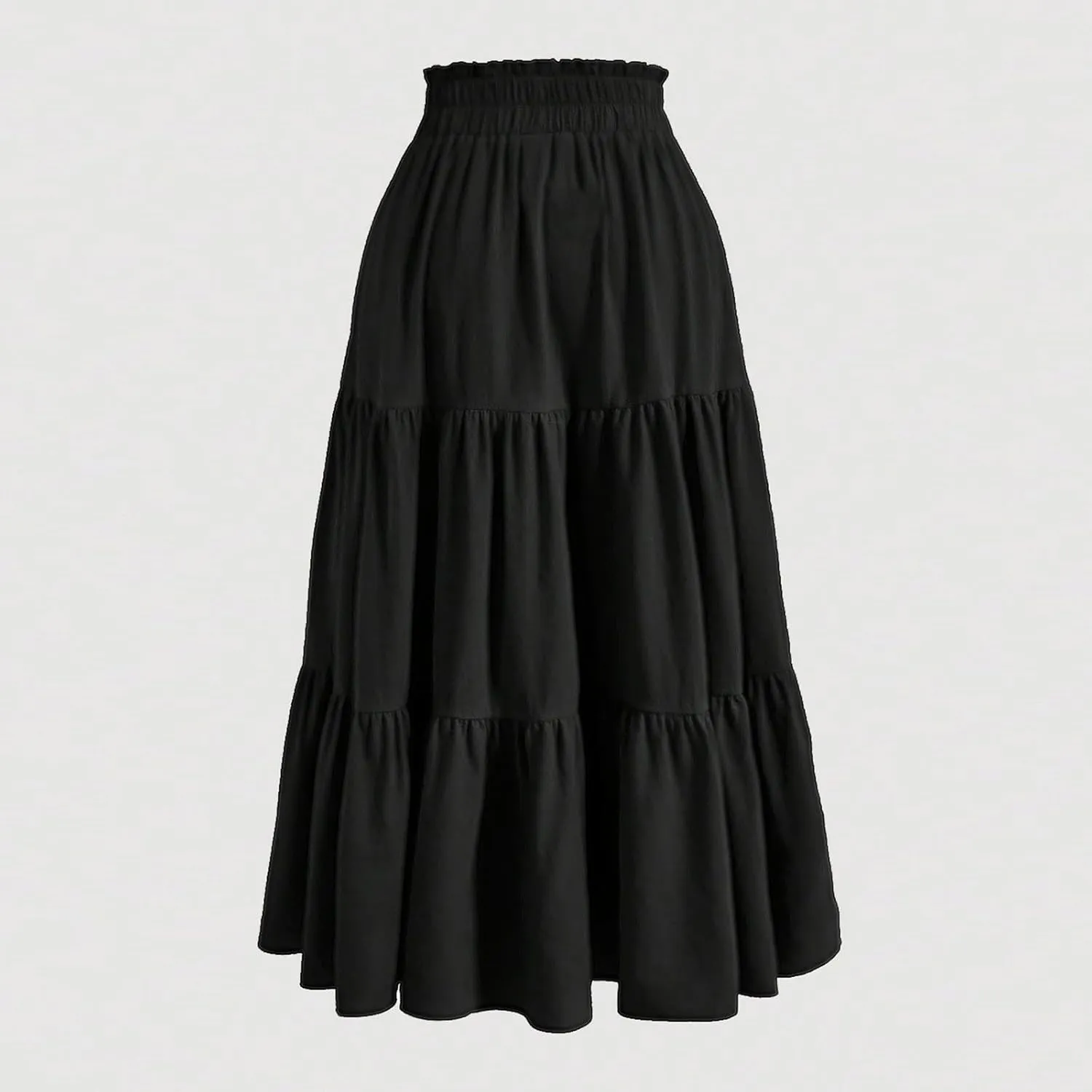 Tiered Maxi Skirts for Women Comfy Elastic High Waisted Ruffle Hem Flowy Swing Summer Cover Ups Long Skorts