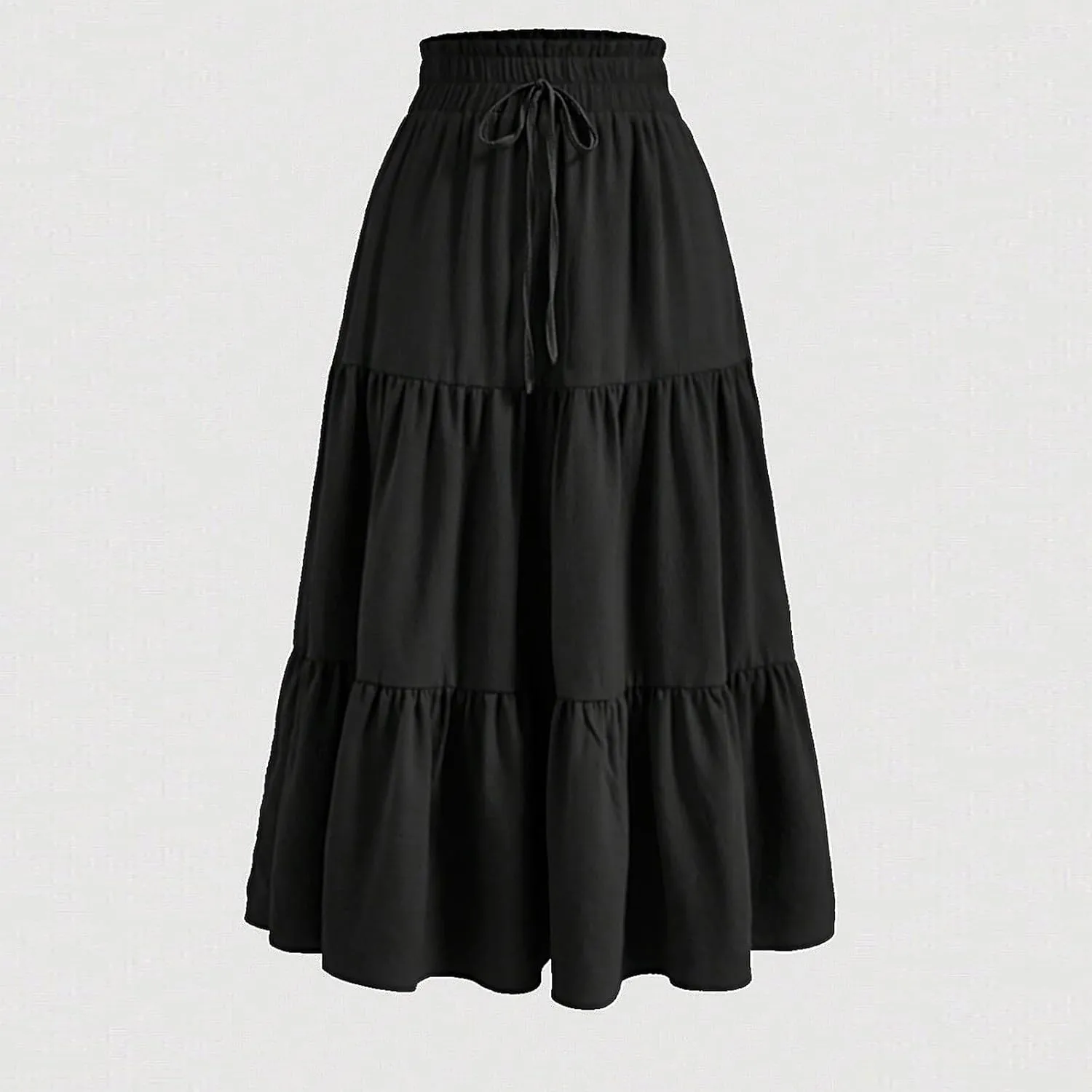 Tiered Maxi Skirts for Women Comfy Elastic High Waisted Ruffle Hem Flowy Swing Summer Cover Ups Long Skorts