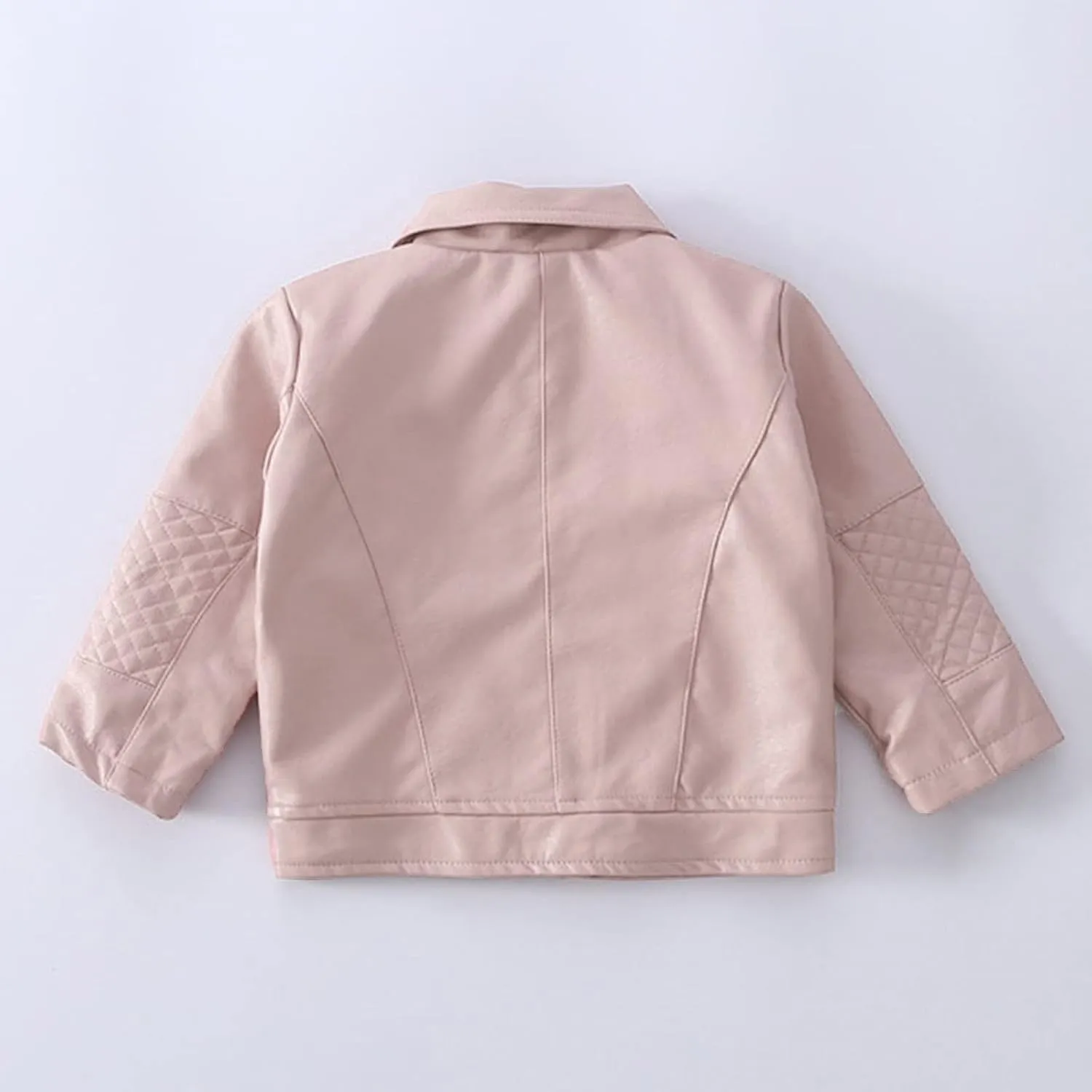Toddler Boy Girl Motorcycle Faux Leather Jackets Lapel Crop Long Sleeve Button Fall Winter Outerwear Coat