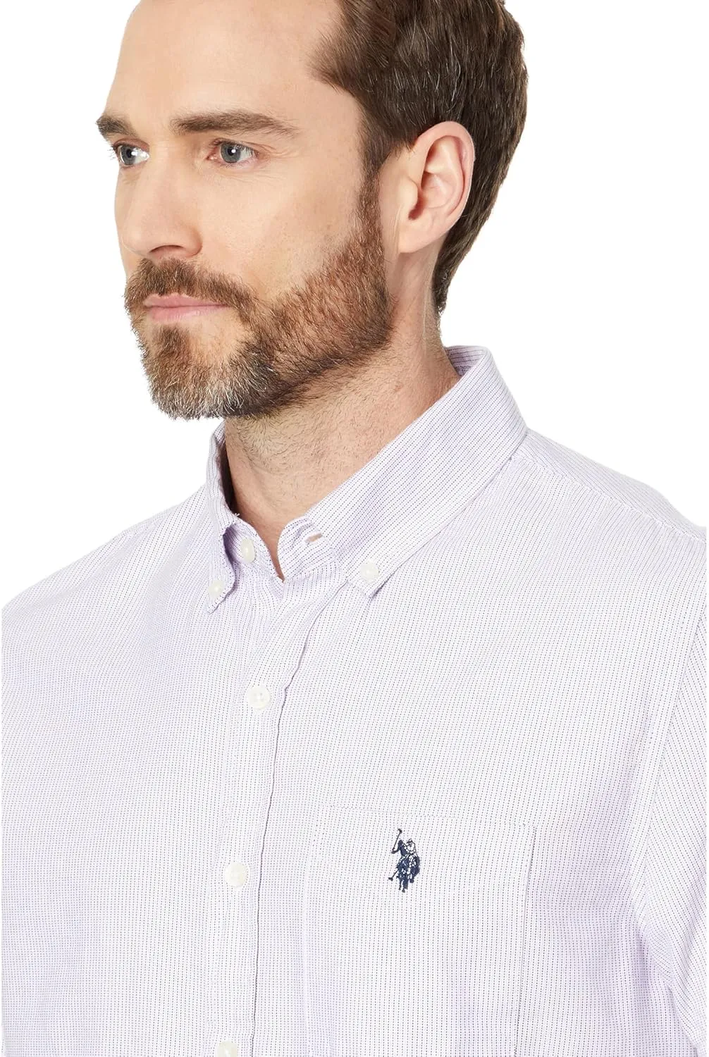 U.S. Polo Assn. Men's Short Sleeve Classic Fit 1 Pocket Cotton Yard Dye Square Weave Woven Shirt