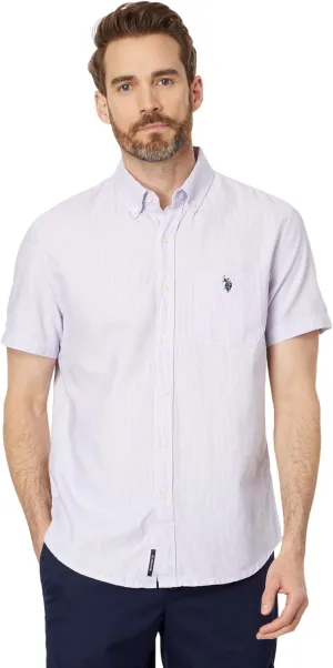 U.S. Polo Assn. Men's Short Sleeve Classic Fit 1 Pocket Cotton Yard Dye Square Weave Woven Shirt