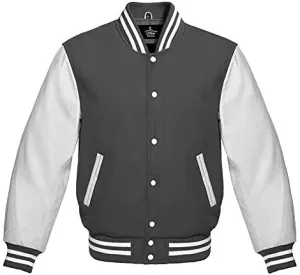 Varsity jacket Baseball Letterman Bomber School Collage Premium Wool and Genuine White Leather Sleeves Jacket