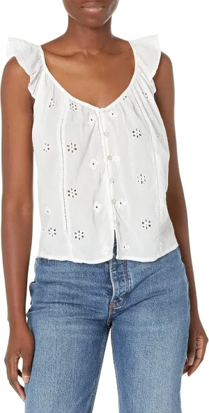 Velvet by Graham & Spencer Women's Coco Cotton Eyelet Button Front Top