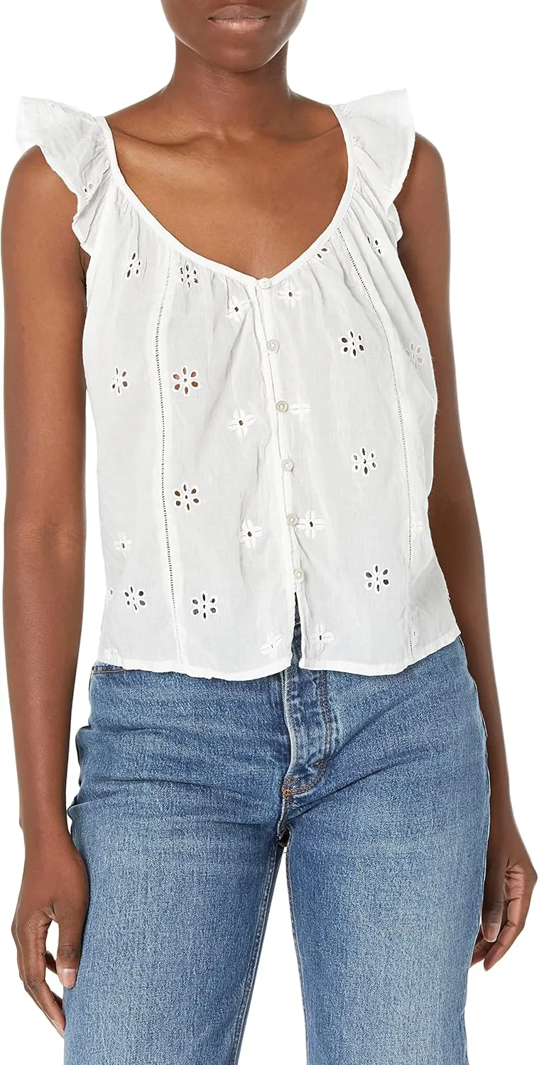 Velvet by Graham & Spencer Women's Coco Cotton Eyelet Button Front Top