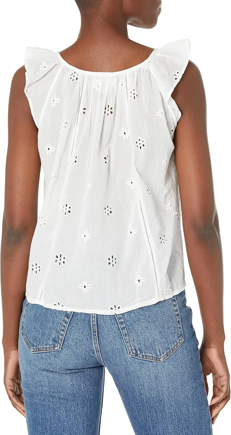 Velvet by Graham & Spencer Women's Coco Cotton Eyelet Button Front Top