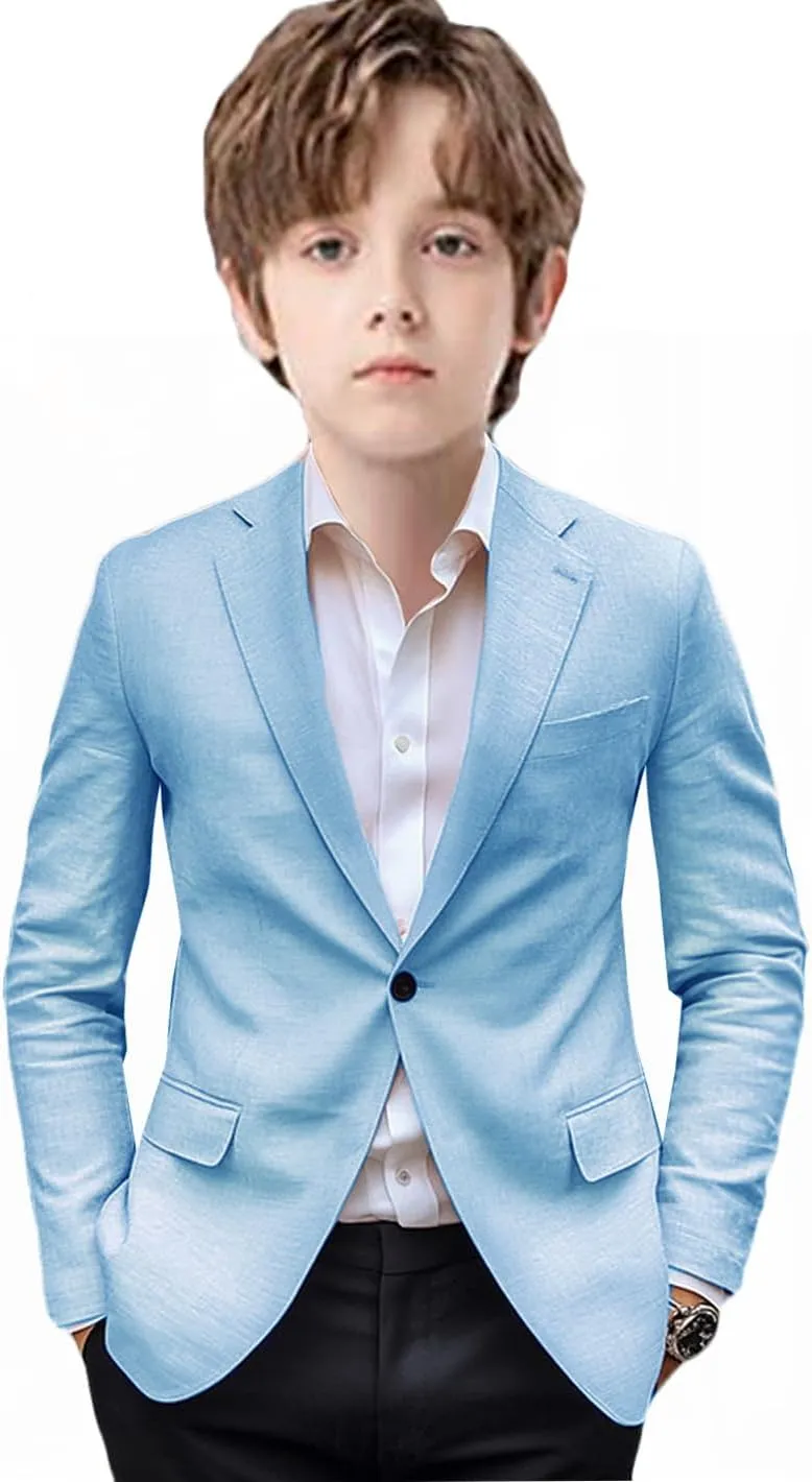 VENNYNG Boys and Kids Linen Suit Jacket Children Spring Summer Pure Color Slim Casual Kids Blazer Coat Breathable