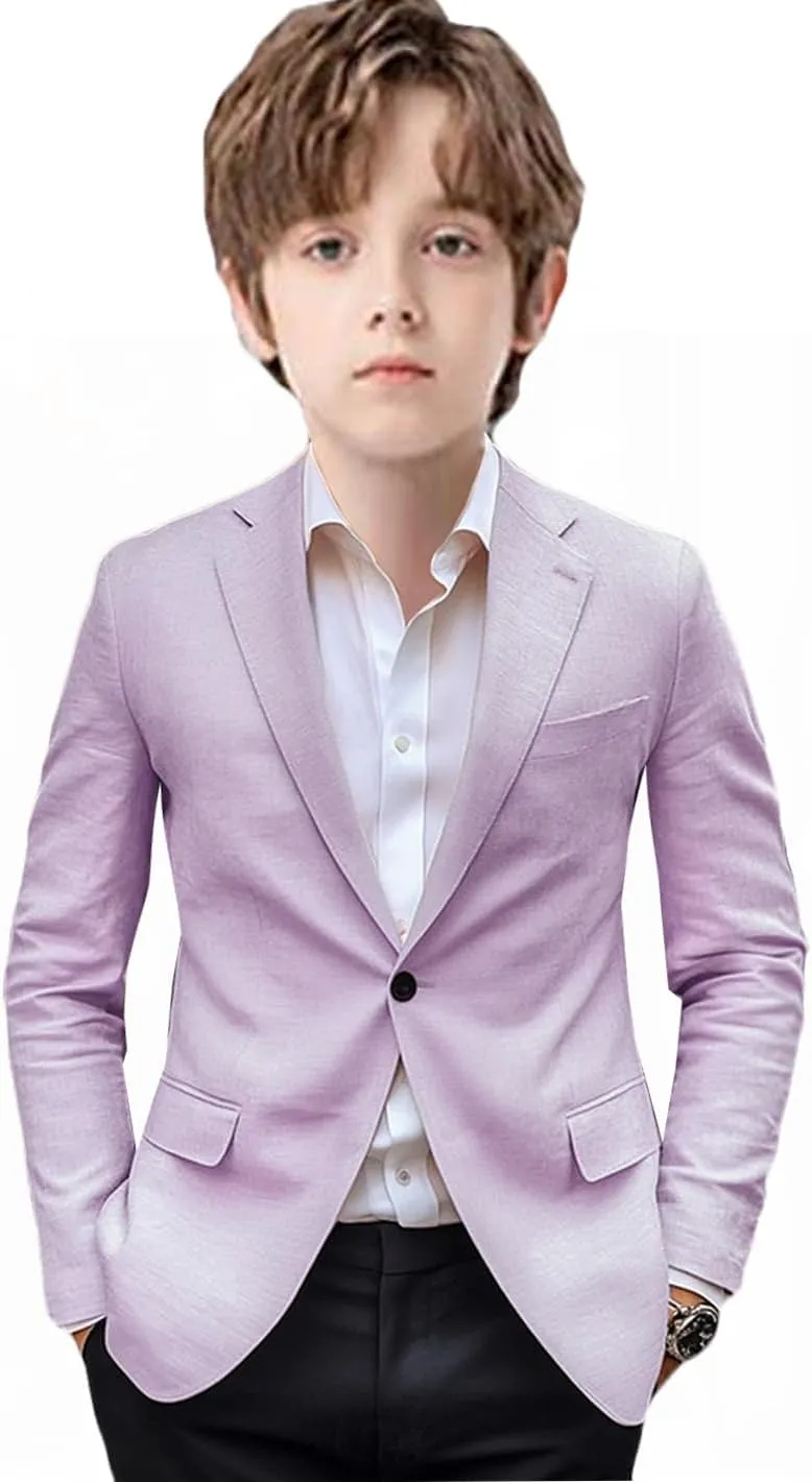 VENNYNG Boys and Kids Linen Suit Jacket Children Spring Summer Pure Color Slim Casual Kids Blazer Coat Breathable
