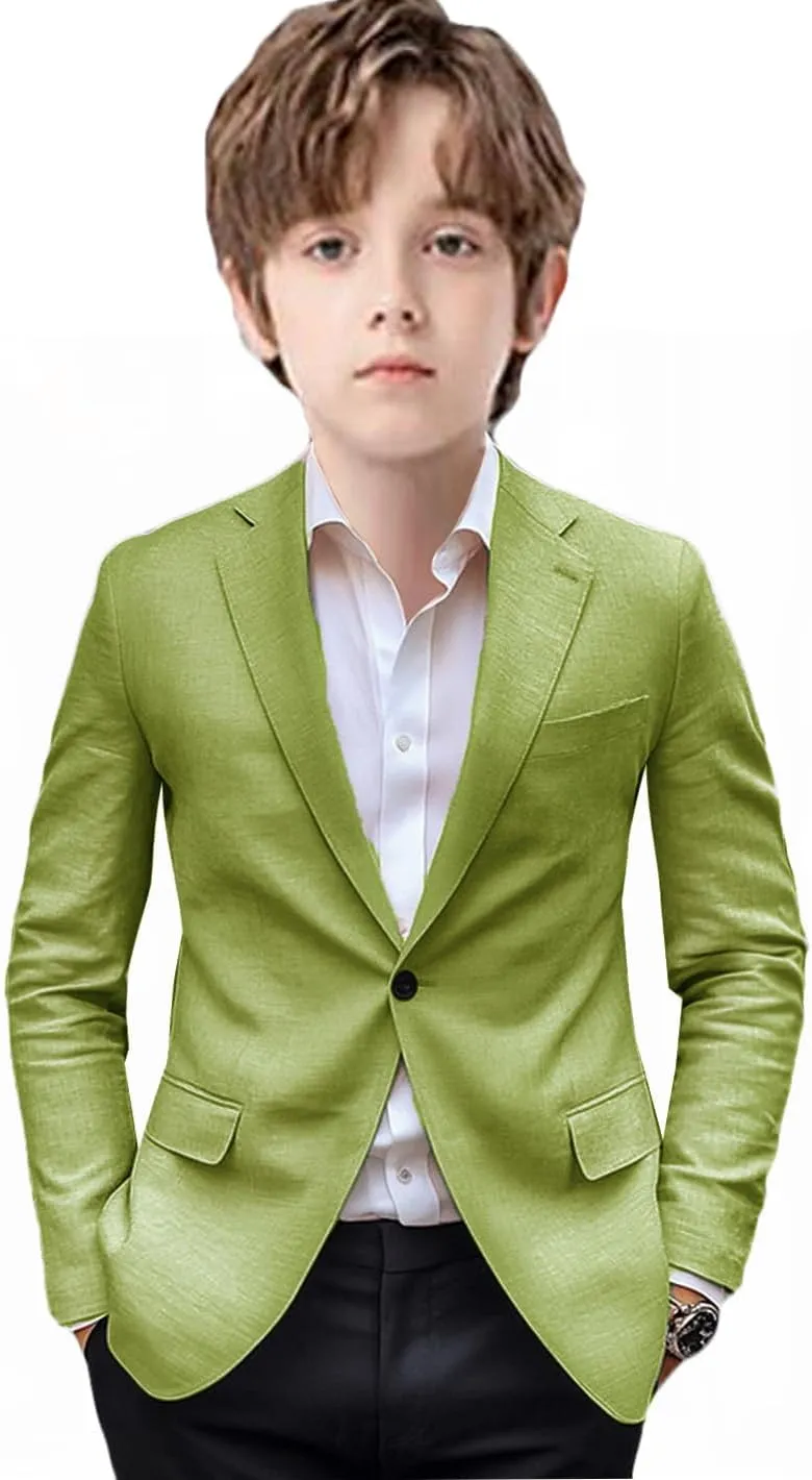 VENNYNG Boys and Kids Linen Suit Jacket Children Spring Summer Pure Color Slim Casual Kids Blazer Coat Breathable