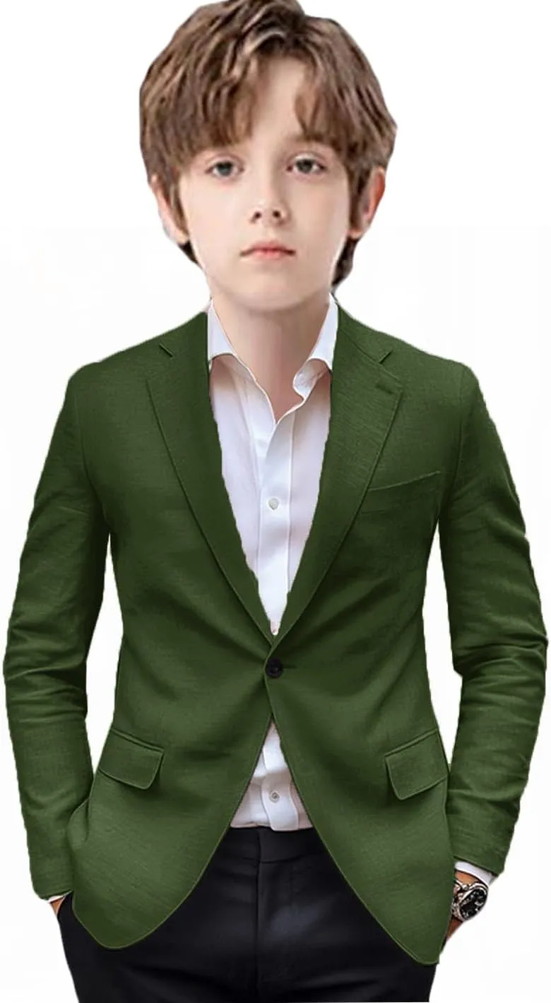 VENNYNG Boys and Kids Linen Suit Jacket Children Spring Summer Pure Color Slim Casual Kids Blazer Coat Breathable