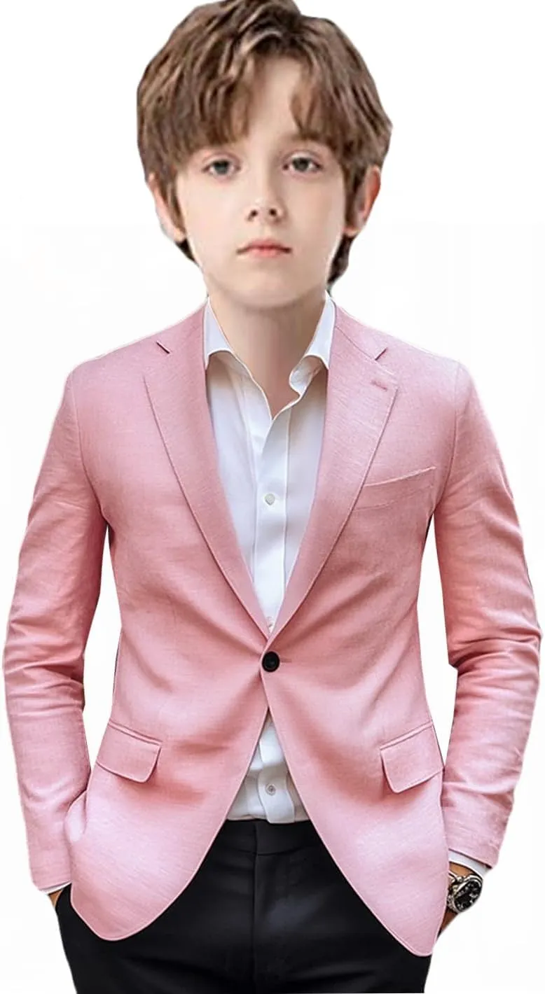 VENNYNG Boys and Kids Linen Suit Jacket Children Spring Summer Pure Color Slim Casual Kids Blazer Coat Breathable