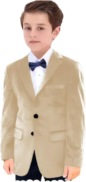 VENNYNG Boys Velvet Suit Blazer Two Button Slim Fit Formal Sports Coats Tuxedo Jacket for Kids Wedding
