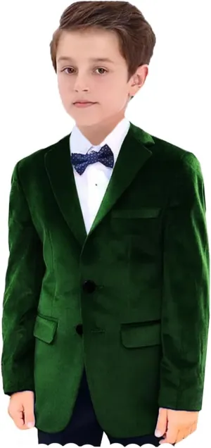 VENNYNG Boys Velvet Suit Blazer Two Button Slim Fit Formal Sports Coats Tuxedo Jacket for Kids Wedding