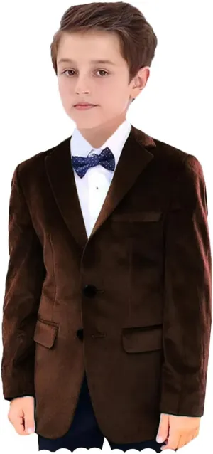 VENNYNG Boys Velvet Suit Blazer Two Button Slim Fit Formal Sports Coats Tuxedo Jacket for Kids Wedding