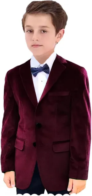 VENNYNG Boys Velvet Suit Blazer Two Button Slim Fit Formal Sports Coats Tuxedo Jacket for Kids Wedding