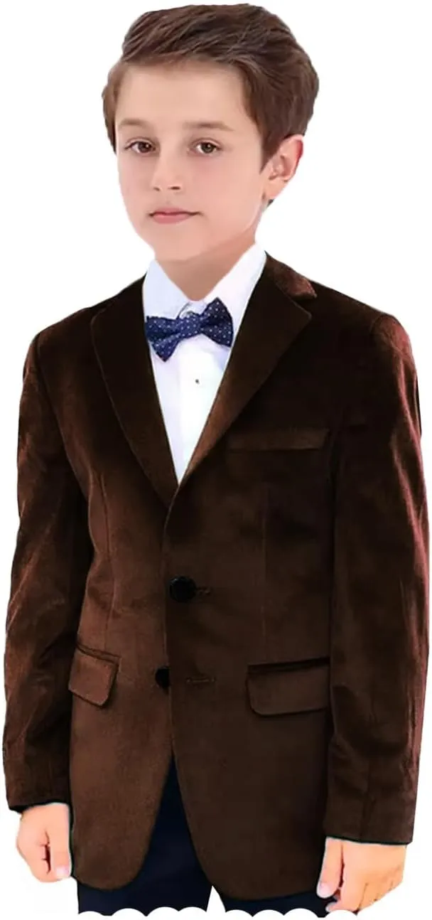 VENNYNG Boys Velvet Suit Blazer Two Button Slim Fit Formal Sports Coats Tuxedo Jacket for Kids Wedding