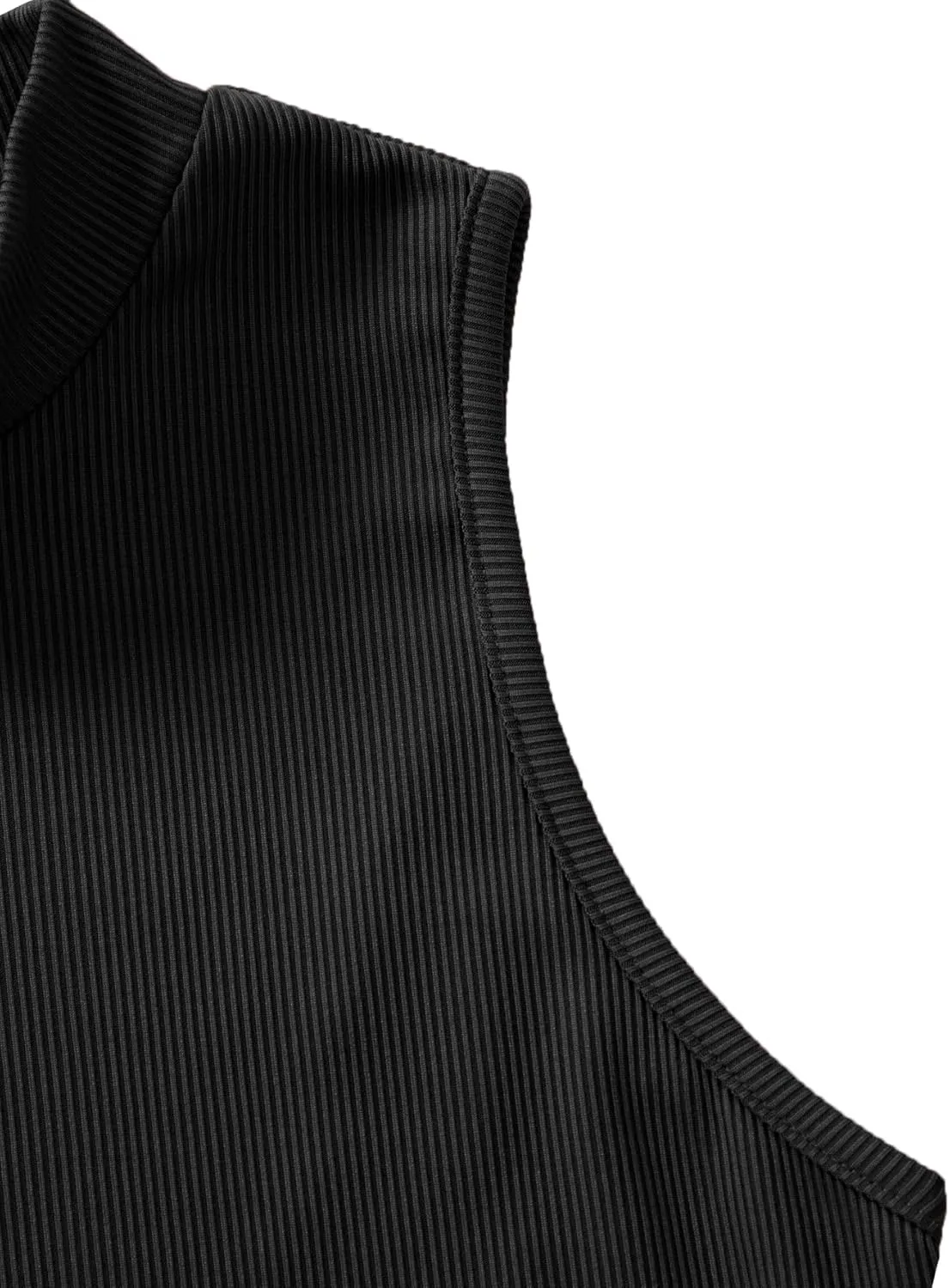 Verdusa Women's Basic Sleeveless Mock Neck Rib Knit Tank Crop Top