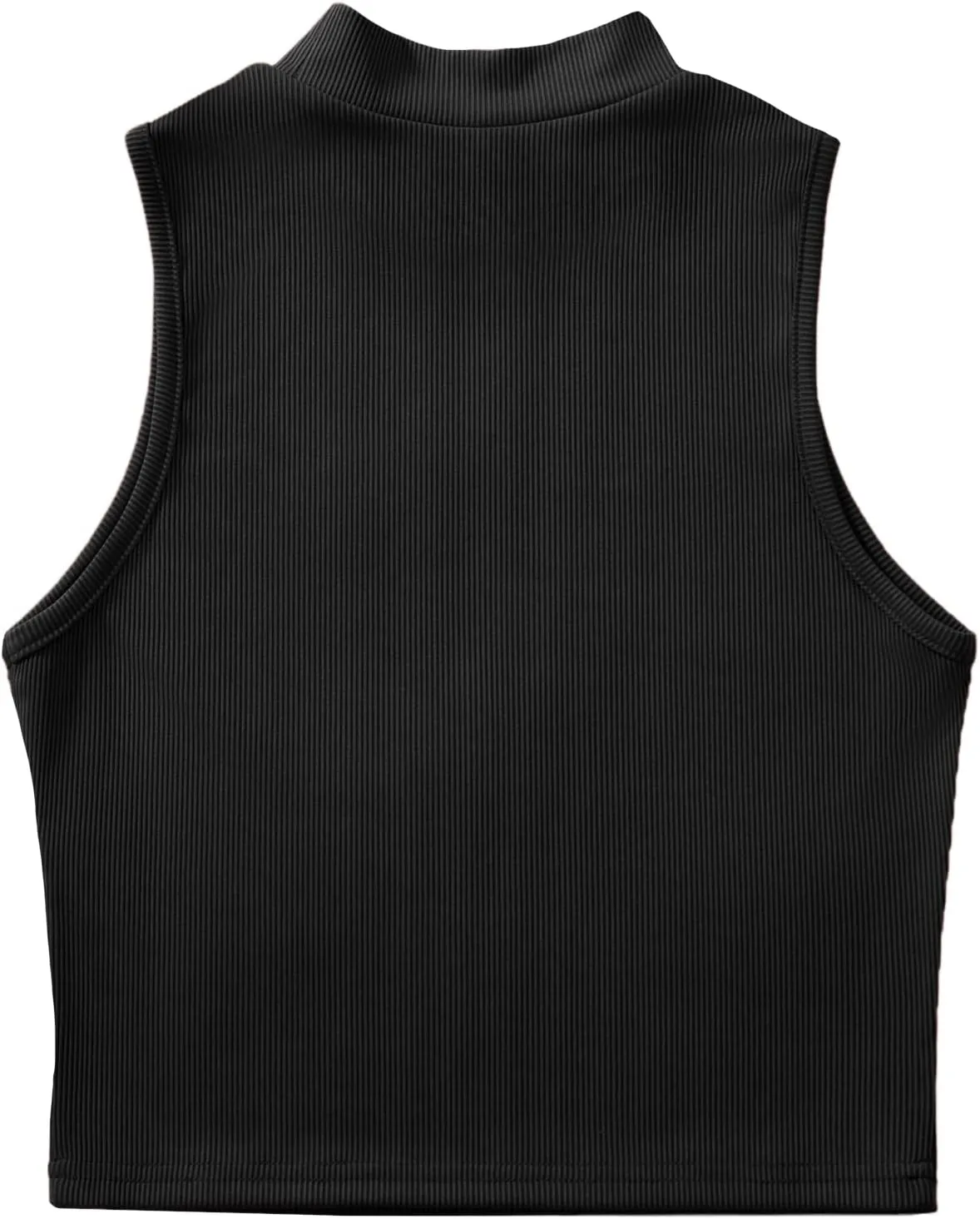 Verdusa Women's Basic Sleeveless Mock Neck Rib Knit Tank Crop Top