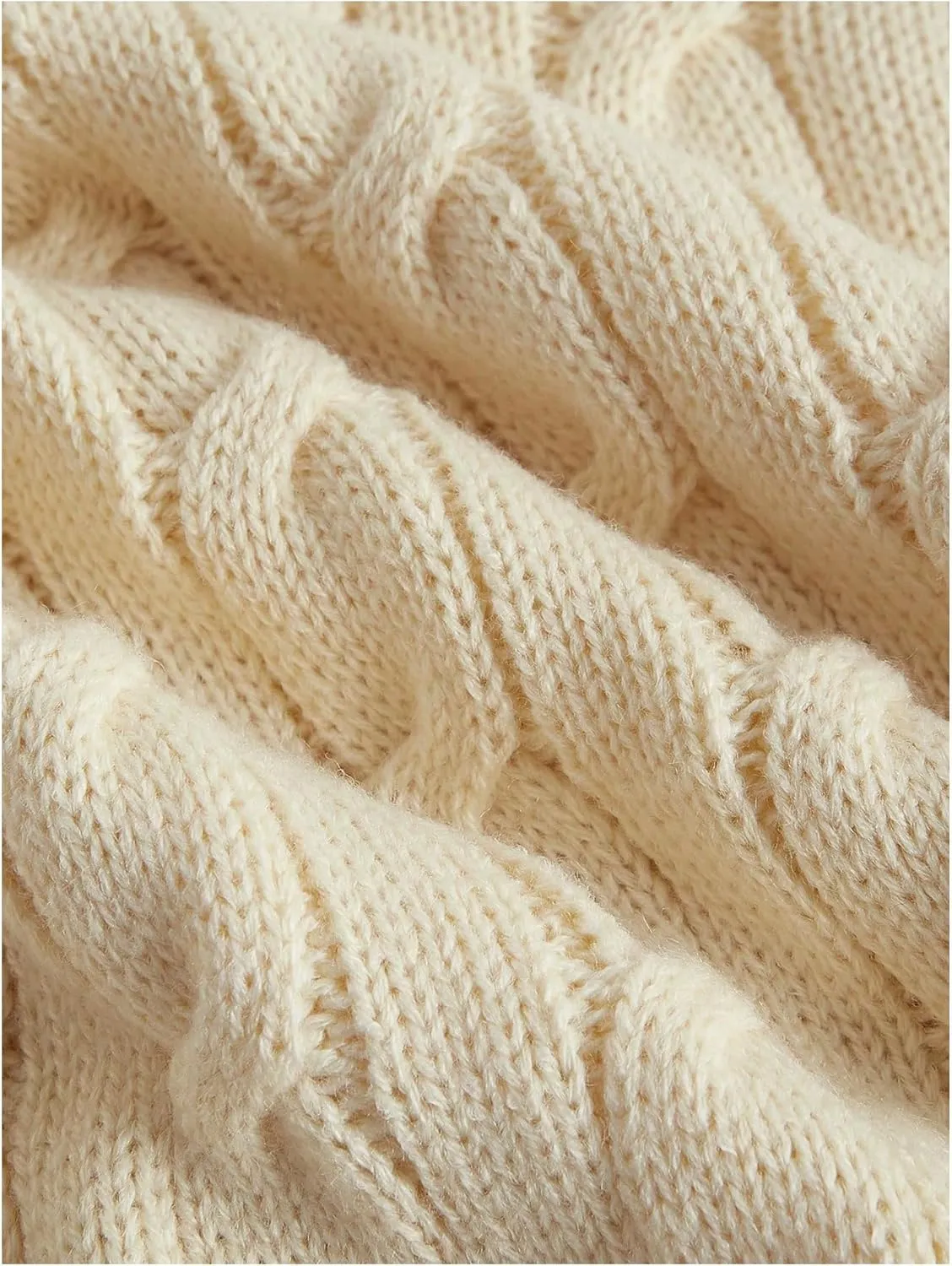Verdusa Women's Cable Knit Pullovers Round Neck Short Sleeve Sweater Top