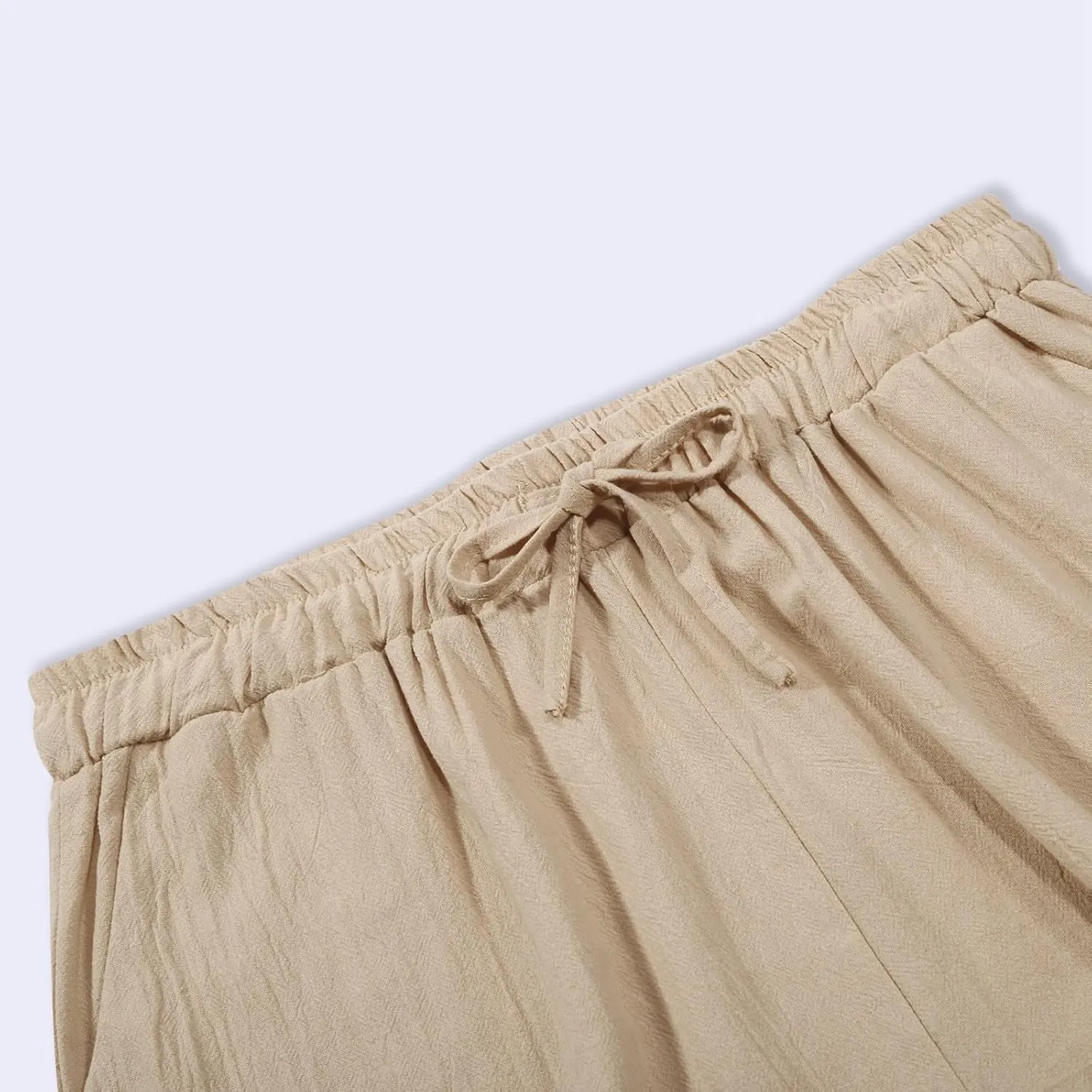 Wide Leg Cotton Linen Pants Women Summer Solid Lounge Trousers with Pockets Comfy Soft Loose Flowy Baggy Casual Pants