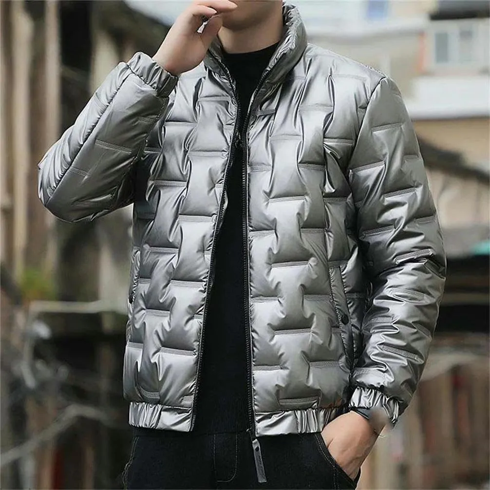 Winter Jacket Men's Bright Parka Thick Warm Waterproof Jacket Men's Down Jacket Embossed Bunch Top Casual Jacket