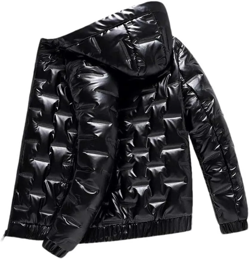 Winter Jacket Men's Bright Parka Thick Warm Waterproof Jacket Men's Down Jacket Embossed Bunch Top Casual Jacket
