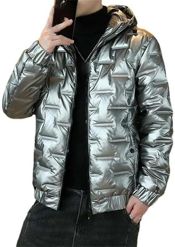 Winter Jacket Men's Bright Parka Thick Warm Waterproof Jacket Men's Down Jacket Embossed Bunch Top Casual Jacket