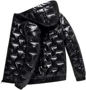 Winter Jacket Men's Bright Parka Thick Warm Waterproof Jacket Men's Down Jacket Embossed Bunch Top Casual Jacket