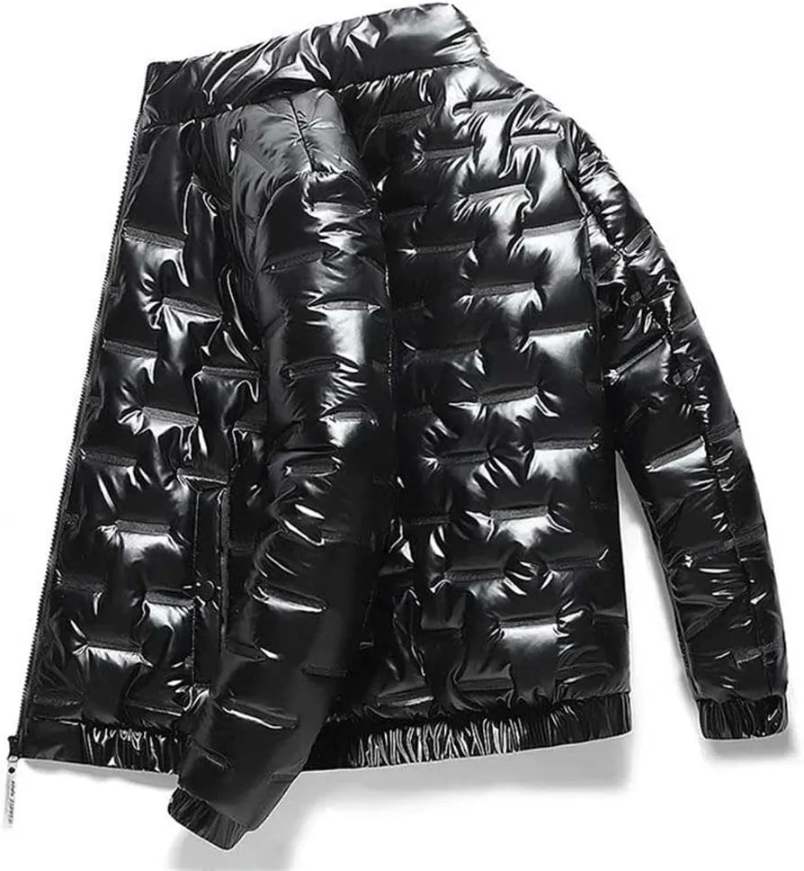Winter Jacket Men's Bright Parka Thick Warm Waterproof Jacket Men's Down Jacket Embossed Bunch Top Casual Jacket