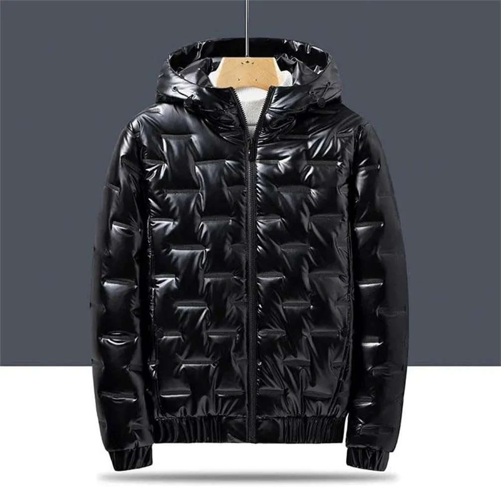 Winter Jacket Men's Bright Parka Thick Warm Waterproof Jacket Men's Down Jacket Embossed Bunch Top Casual Jacket