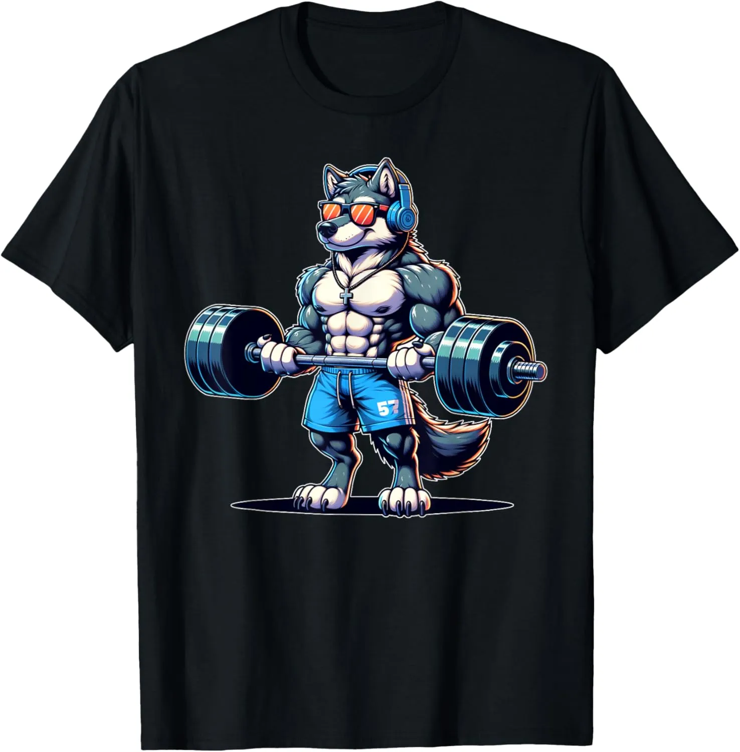 Wolf Funny Gym Weightlifting Bodybuilder Fitness Workout T-Shirt
