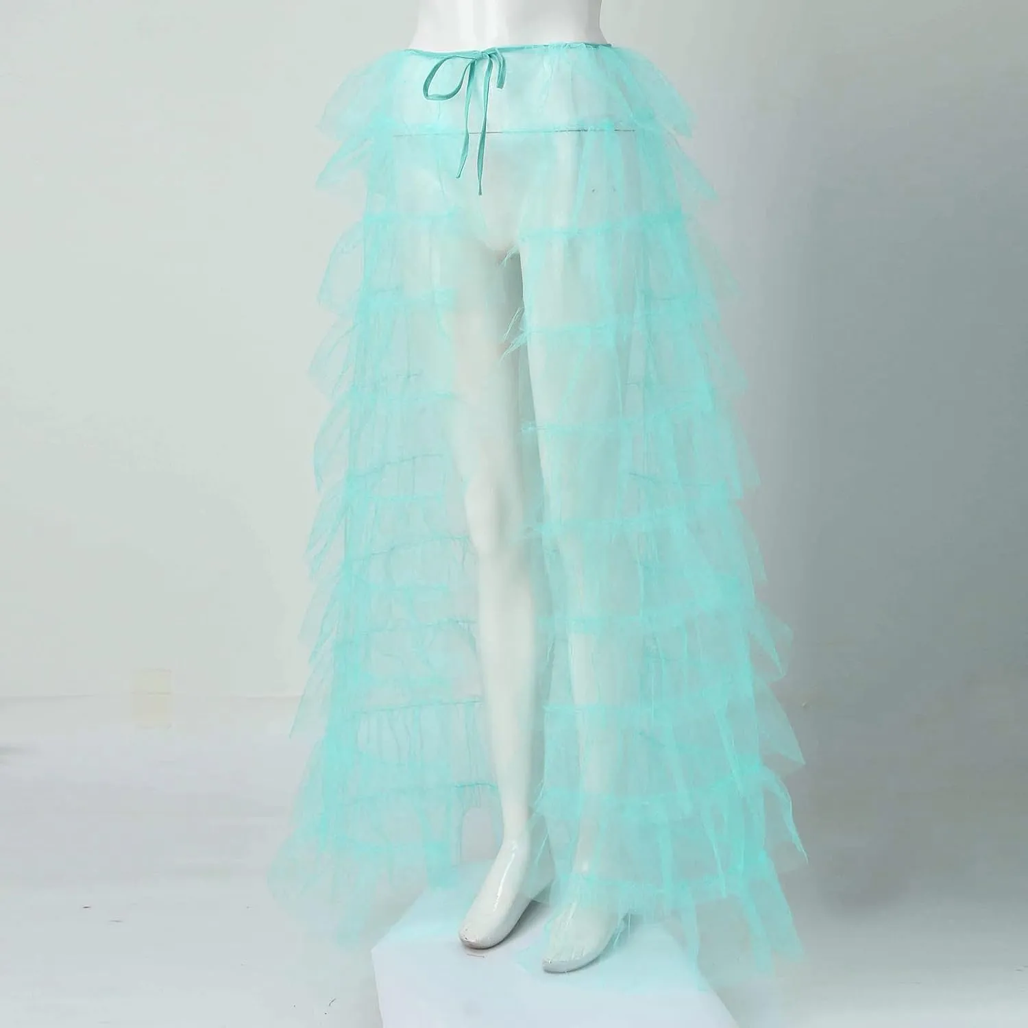 Woman's Cake High Waist Skirt Pleated Skirt Bubble Skirt Long High Low Ruffles Party Tulle Skirt Plaid Schoolgirl