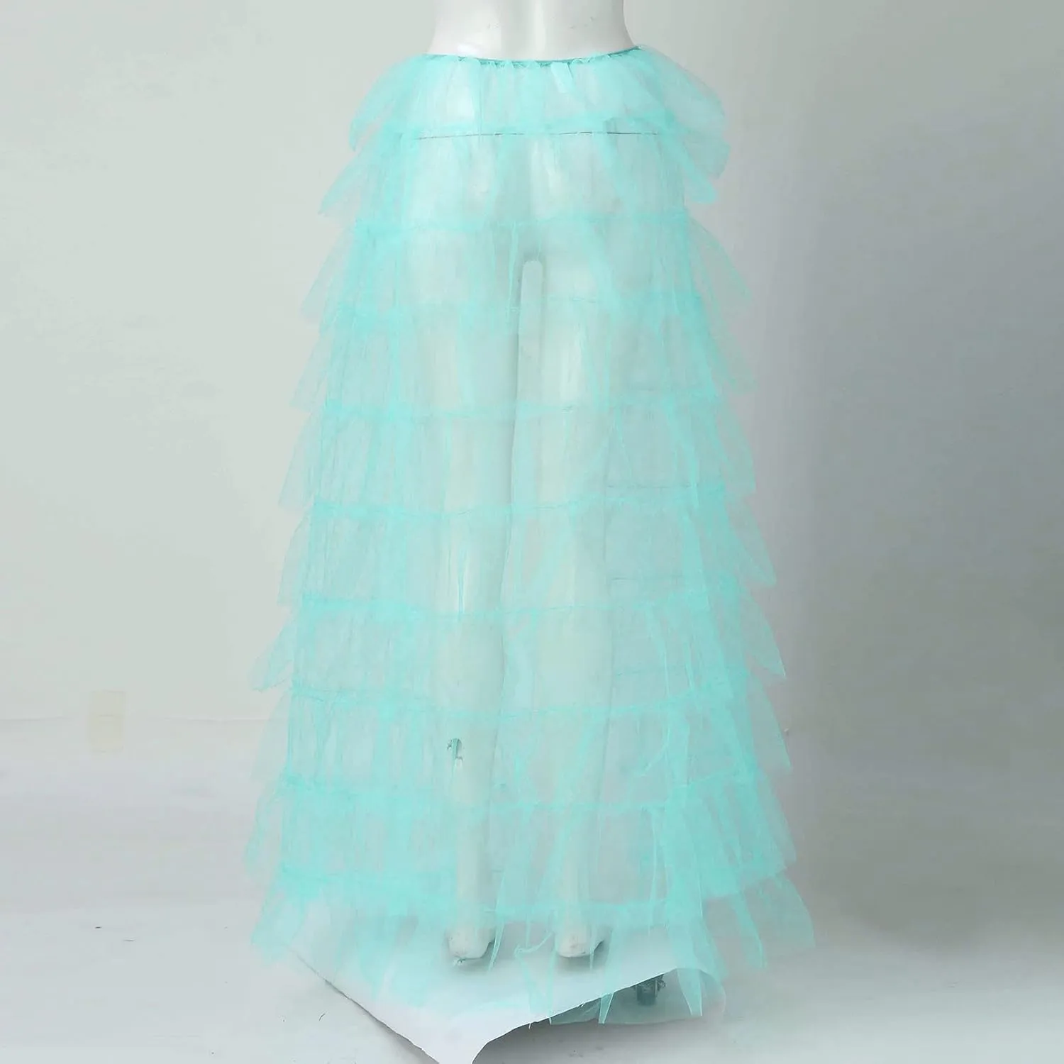 Woman's Cake High Waist Skirt Pleated Skirt Bubble Skirt Long High Low Ruffles Party Tulle Skirt Plaid Schoolgirl