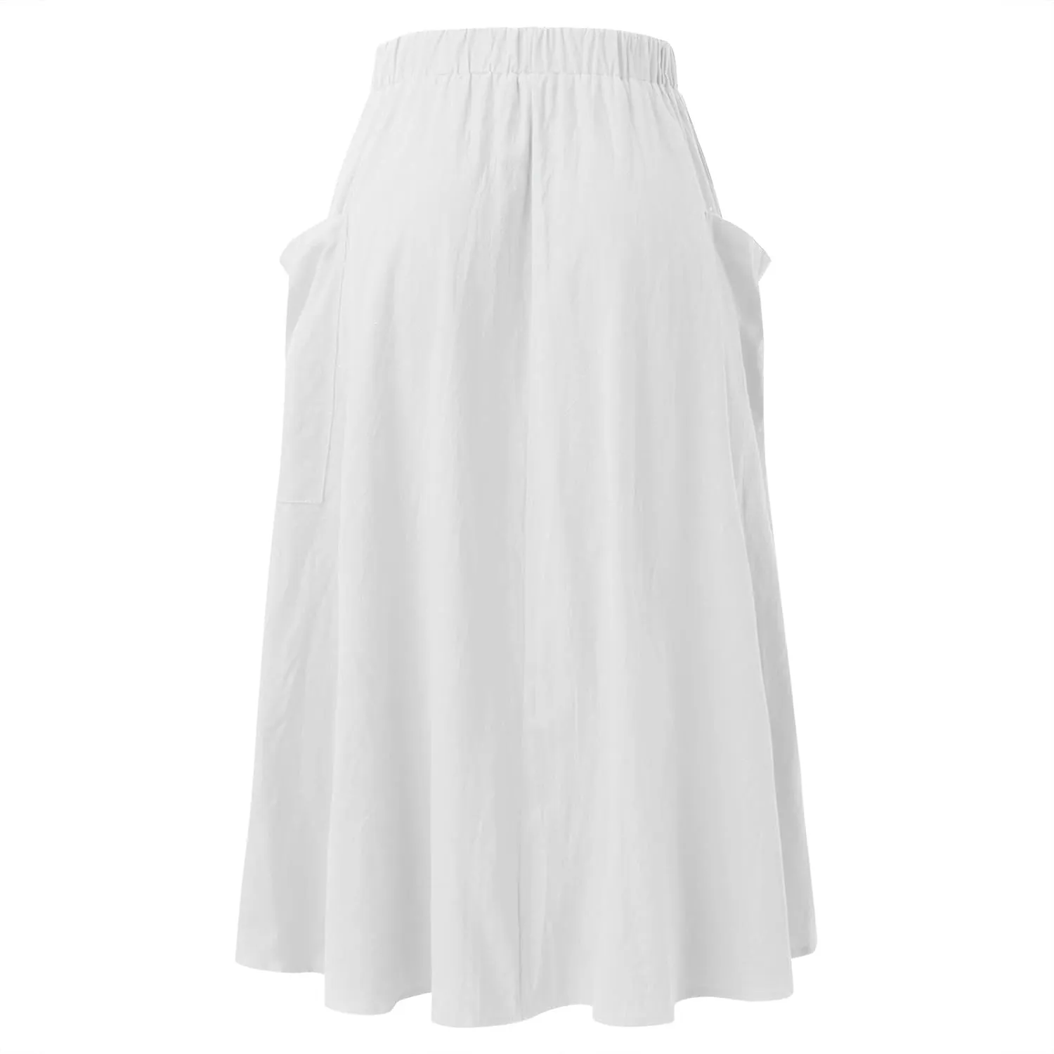 Women 2023 Spring Summer Long Skirts Womens Casual High Waist Pleated A Line Elastic Waistband Midi Skirt with