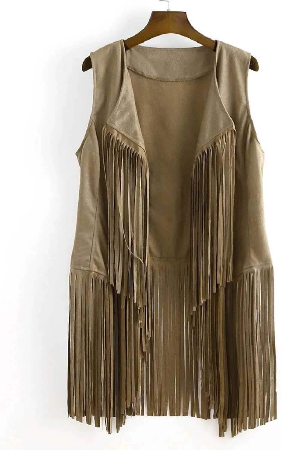 Women Fringe Vest 70S Hippie Faux Suede Open-Front Vintage Vest Sleeveless Tassel Cardigan Waistcoat Western Jacket
