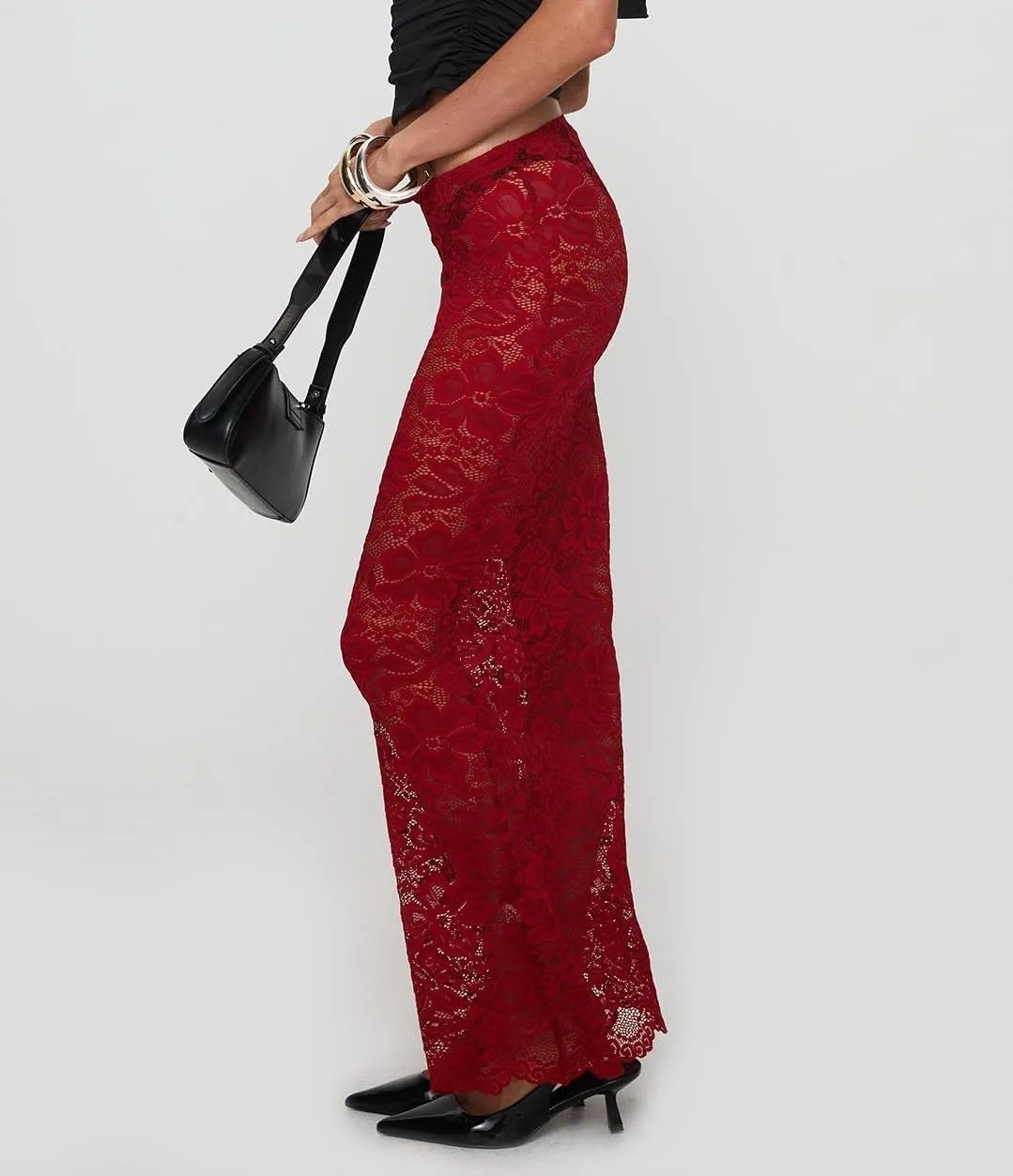 Women Lace Long Skirts Y2k Sheer Maxi Skirt Sexy See Through Beach Cover Up Long Skirt Streetwear