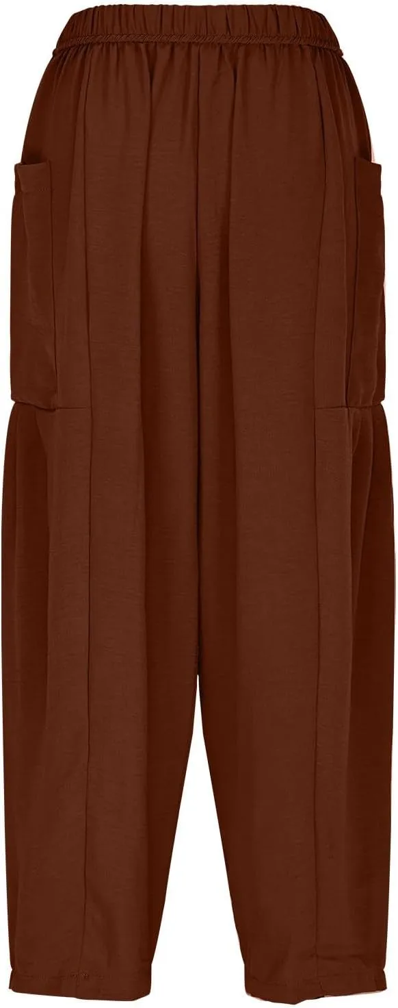 Women Linen Baggy Harem Pants Summer Drawstring Casual Beach Pant 2025 Vacation Wide Leg Lounge Trousers with Pockets