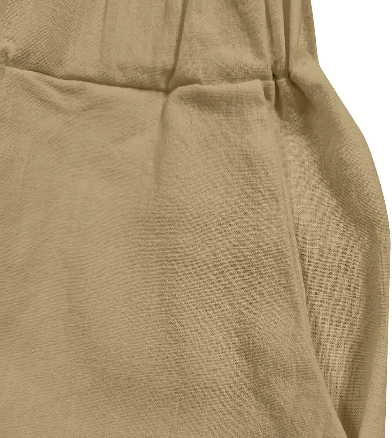 Women Linen Capri Pants Summer Casual Drawstring Elastic High Waist Pants Baggy Wide Leg Cropped Lounge Trousers