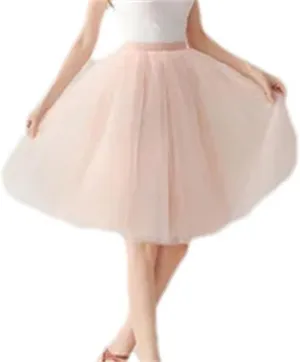 Women Pleated Skirt Sexy Midi Tulle Slight Strech High Waist Skirt