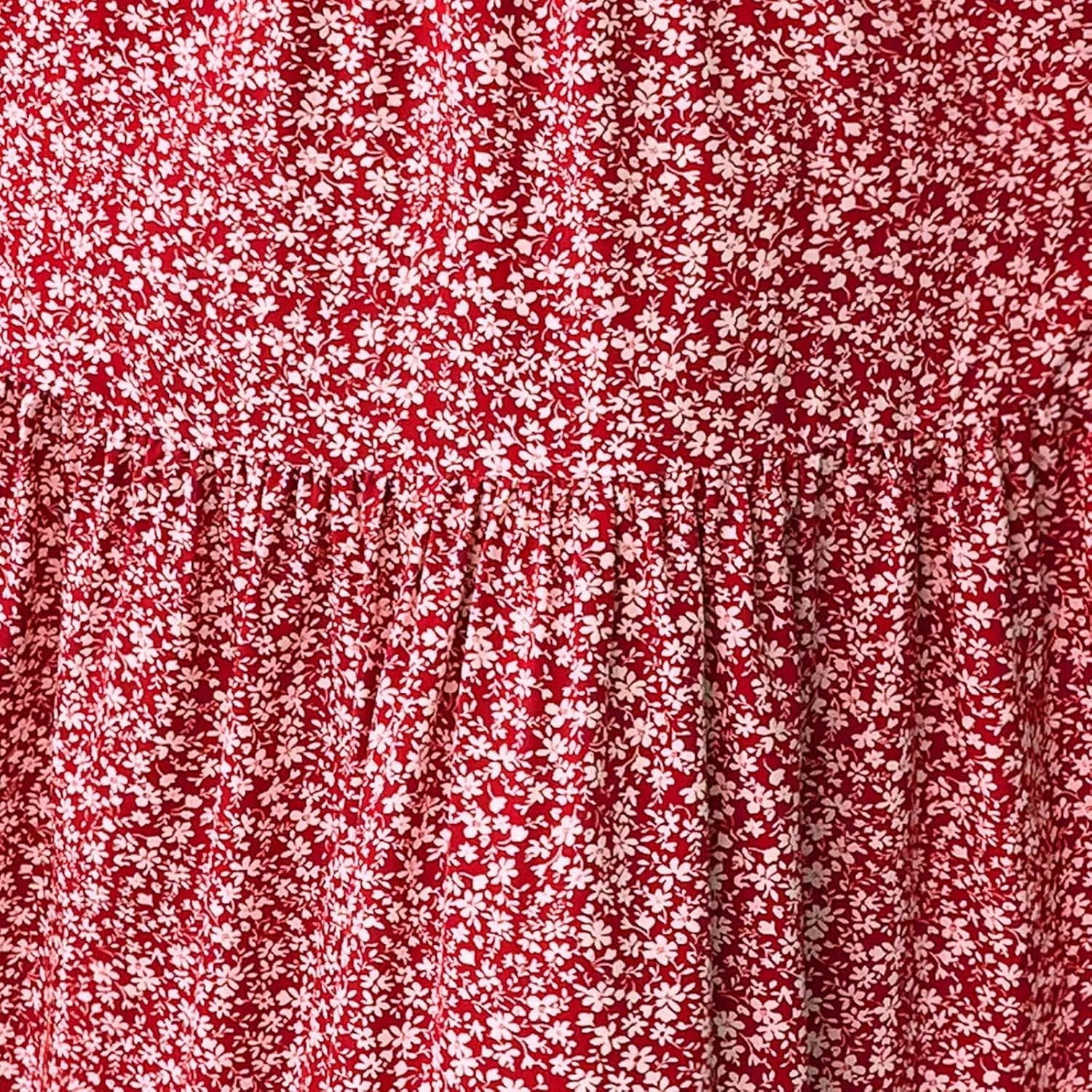 Women Summer Boho Skirt Floral Smocked Elastic Waist Flowy Swing Pleated Skirts Vacation Print A-Line Long Skirts