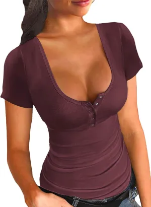 Women Summer Stretch Slim Round Neck Ribbed Tank Basic Solid Top