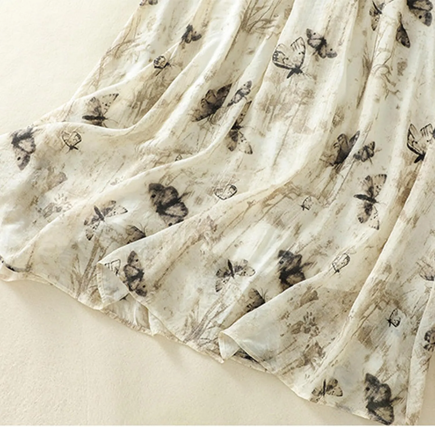 Women's 2024 Summer Double Layer Elastic High Waisted Skirt Casual Comfy Loose Print A-Line Flowy Midi Long Skirts