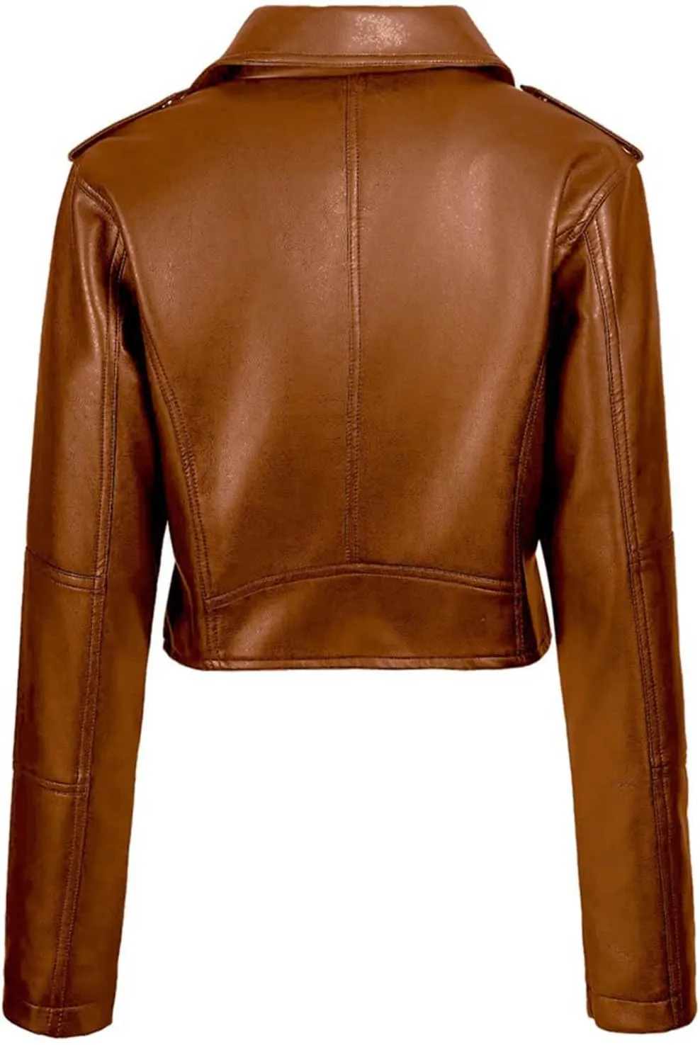 Women's Belted Faux Leather Moto Jacket Spring Fall Clothes Trendy Motorcycle Biker Coat Fashion PU Jacket Coats