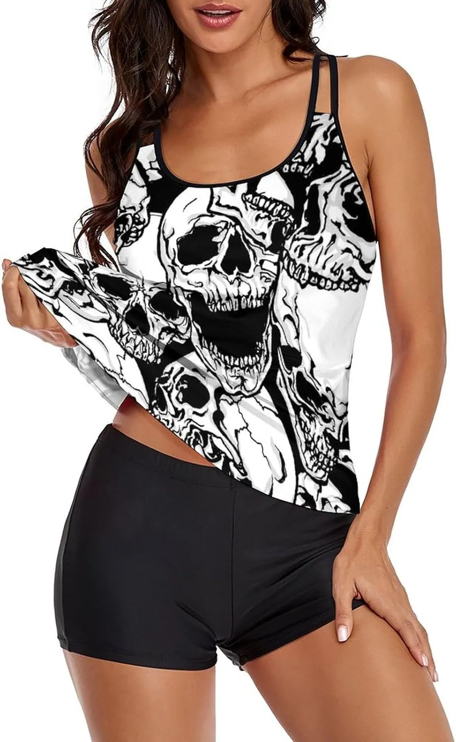 Women's Bikini Two Piece Bathing Suits Swim Tank Top with Boyshorts