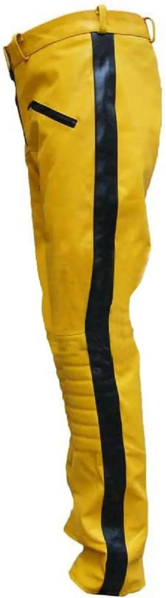 Womens Bride Yellow Biker Leather Jacket - Costume for Cosplay Faux/Real Leather