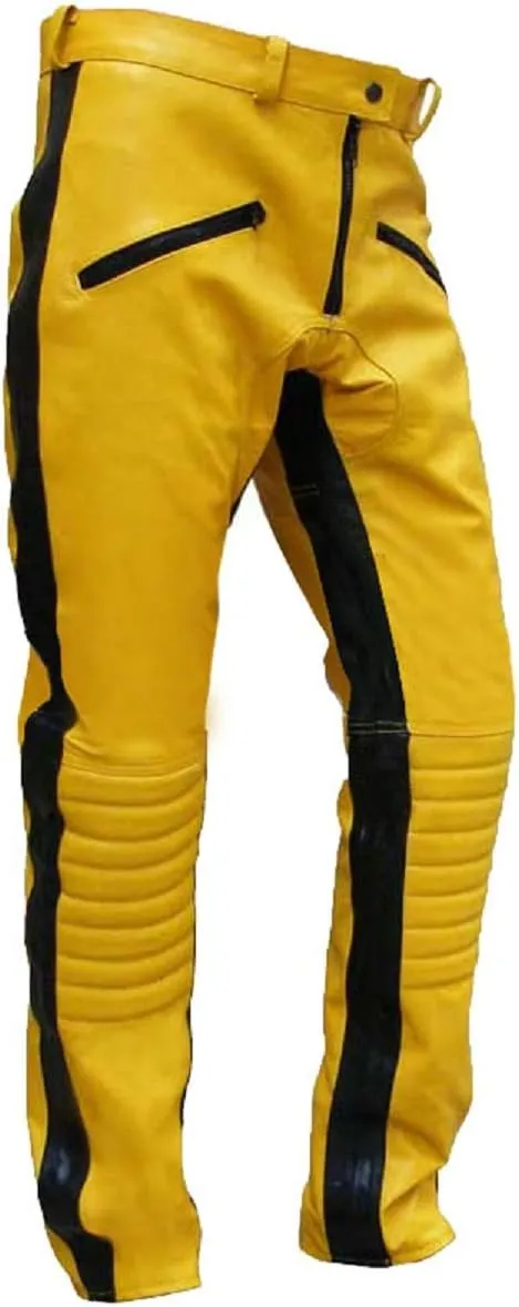Womens Bride Yellow Biker Leather Jacket - Costume for Cosplay Faux/Real Leather