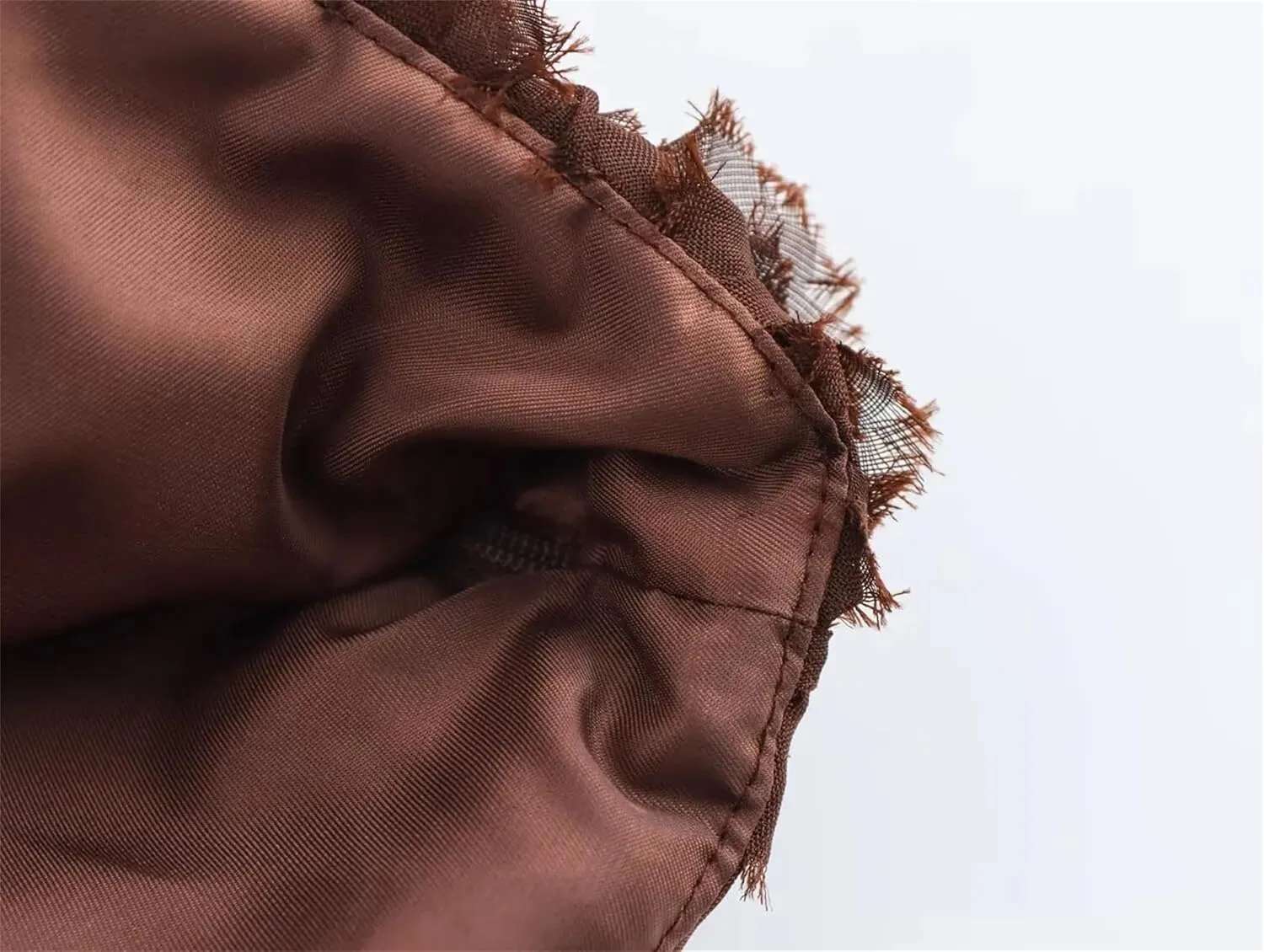Women's Brown 3D Flower Fluffy Mesh Zipper Camisole Backless Sleeveless Top