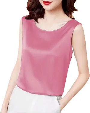 Women's Camisoles Satin Sleeveless Top Scoop Neck Camisole Casual Cami Shirt