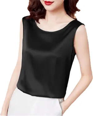 Women's Camisoles Satin Sleeveless Top Scoop Neck Camisole Casual Cami Shirt