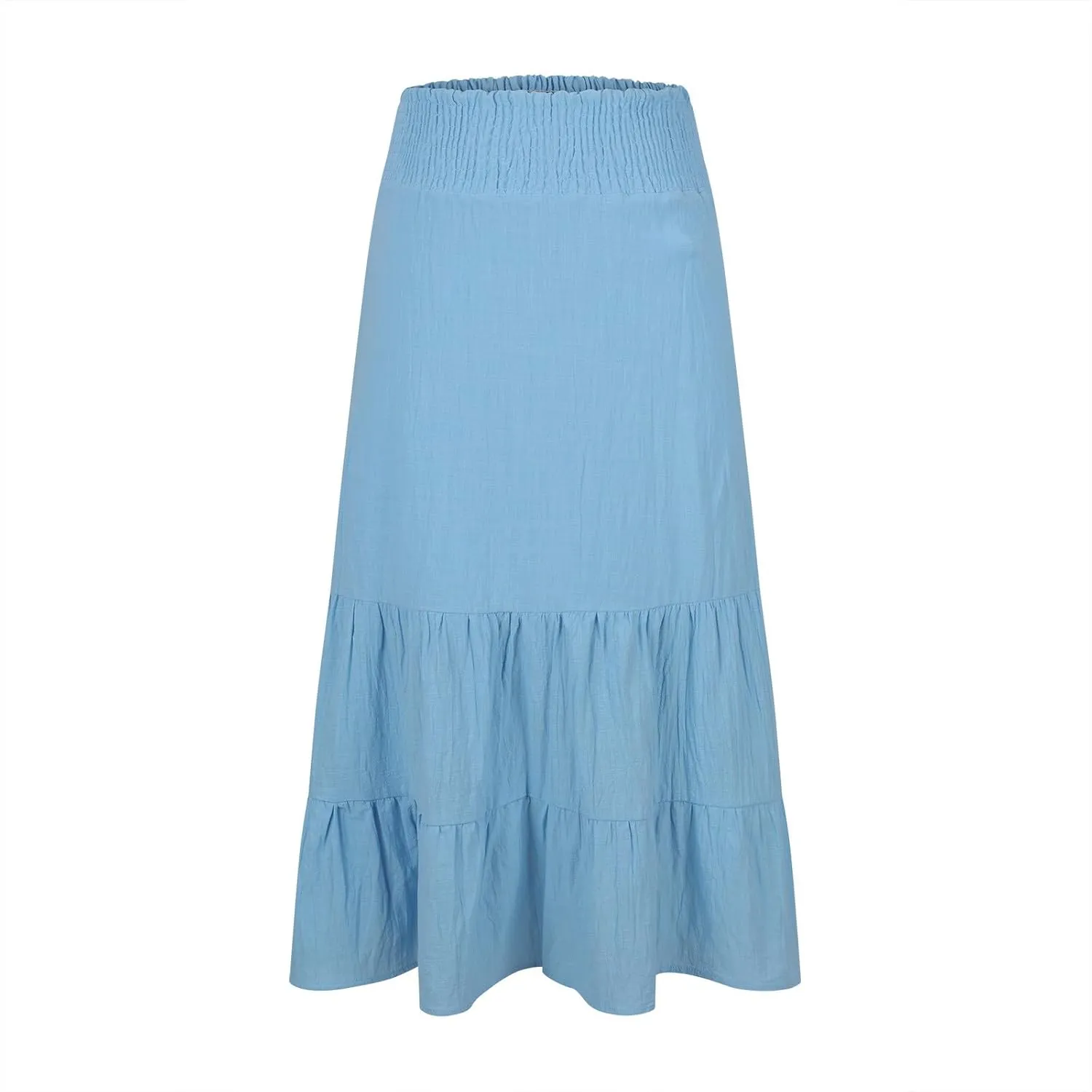 Women's Casual Boho Ankle Length Skirt Flowy High Waisted Tiered Ruched Maxi Skirts 2025 Trendy Summer Beach Dress